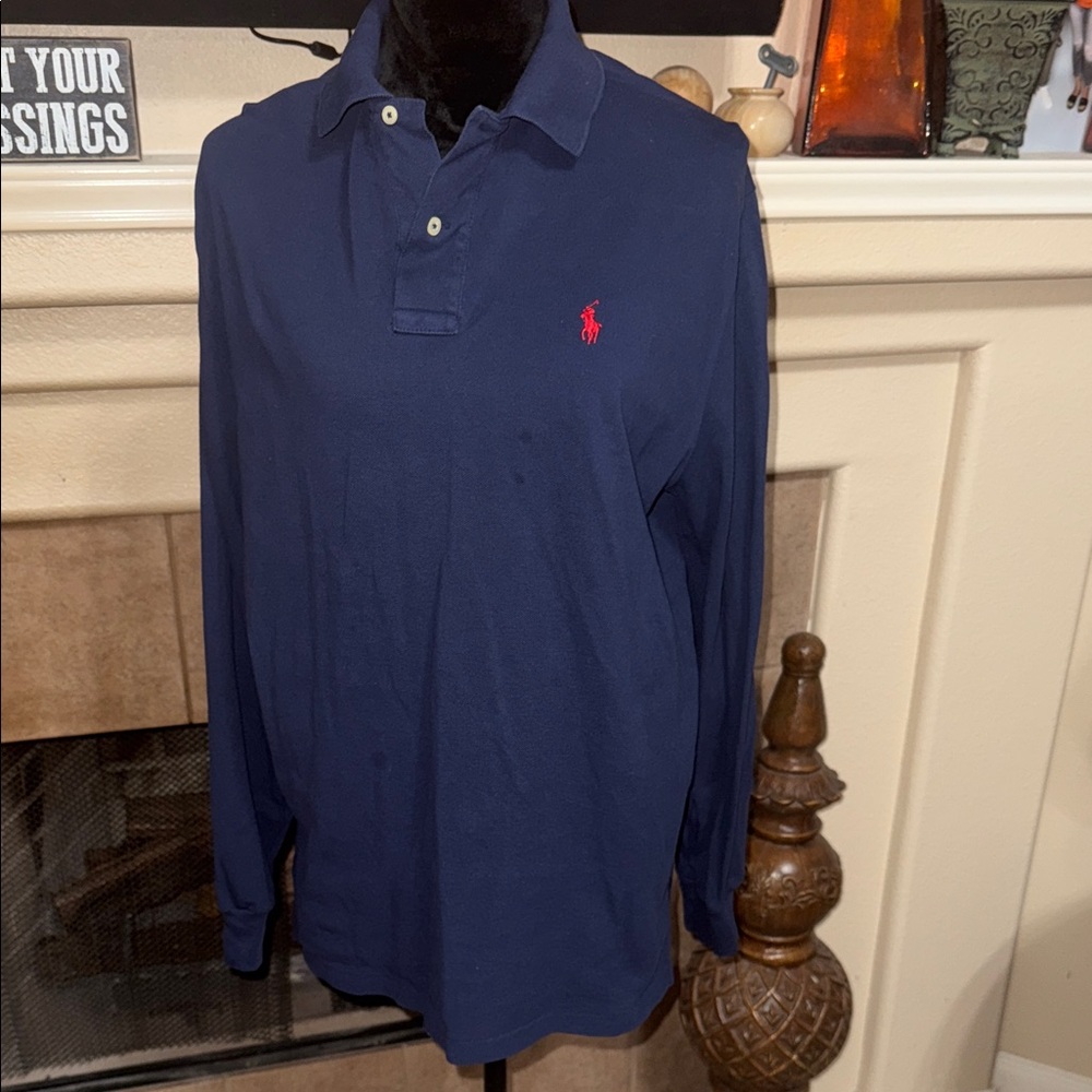 Polo by Ralph Lauren Men's Dark Blue Long Sleeve Polo